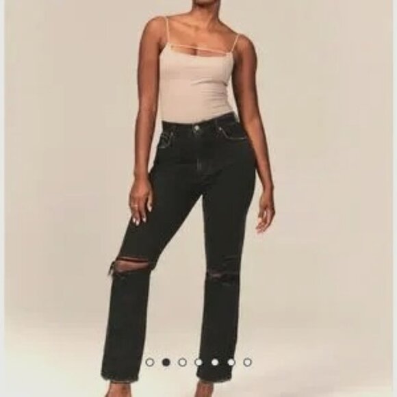 Abercrombie & Fitch Jeans Ankle Straight Ultra High Rise Curve Love Black 26/2 - Picture 1 of 13
